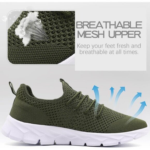 ⚡Mens Green/White Running Fashion Tennis Walking Lightweight Athletic Sneakers - Picture 6 of 7